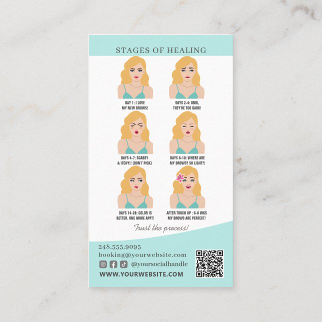 Brow Microblading Aftercare & Appointment Reminder Business Card (Back)