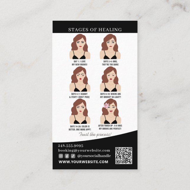 Brow Microblading Aftercare & Appointment Reminder Business Card (Back)