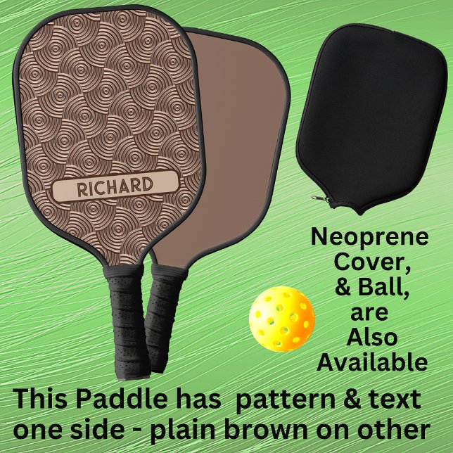 Brown 3D Circle Geometric, Add Name or Monogram Pickleball Paddle (Creator Uploaded)