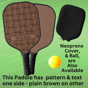 Brown 3D Circles Geometric, Add Name or Monogram Pickleball Paddle