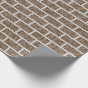 Brown 8-Bit Inspired Brick Wall Pattern Wrapping Paper