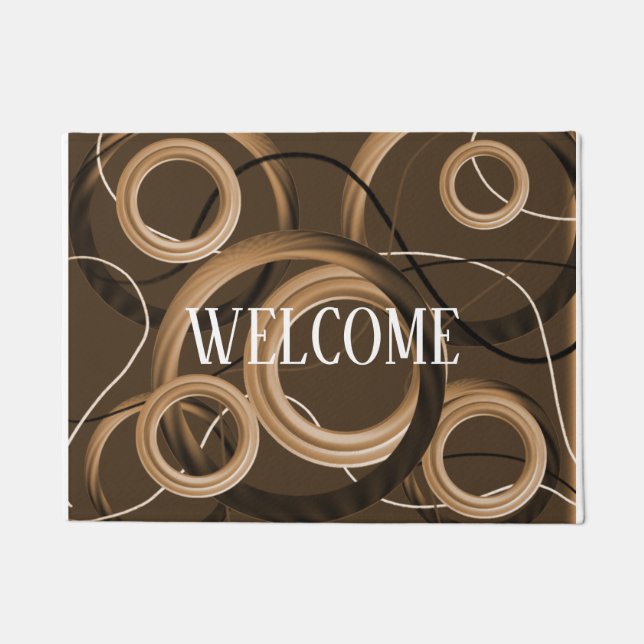 Brown Abstract Art Design Welcome Doormat (Front)