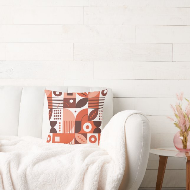 Brown Abstract geometric art pattern  Throw Pillow (Couch)