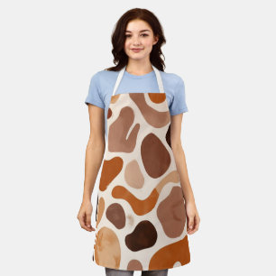 Brown Abstract Organic Shapes Print All-Over Print Apron