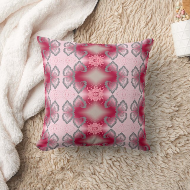 Brown abstract pink throw pillow (Blanket)