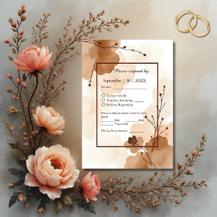 brown abstract rustic Boho Watercolor Frame  RSVP Card