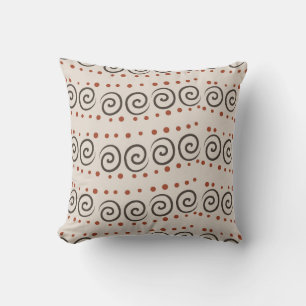 Brown Abstract Tribal Pattern Throw Pillow