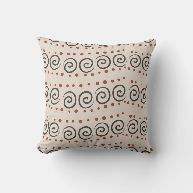 Brown Abstract Tribal Pattern Throw Pillow (Front)