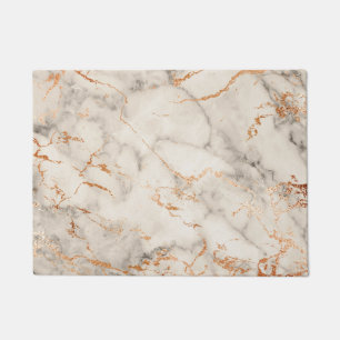 Brown Accents and White Abstract Pattern Doormat