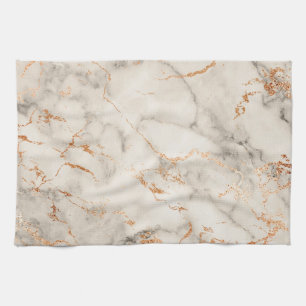 Brown Accents and White Abstract Pattern Kitchen Towel