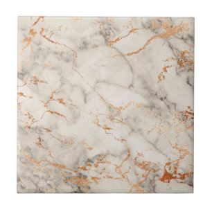 Brown Accents and White Abstract Pattern Tile