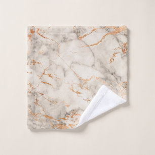 Brown Accents and White Abstract Pattern Wash Cloth