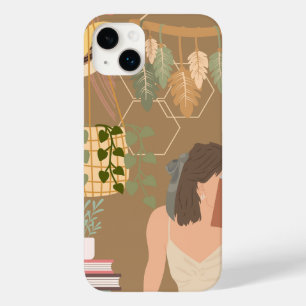 Brown Aesthetic Woman Reading Book Case-Mate iPhone 14 Plus Case