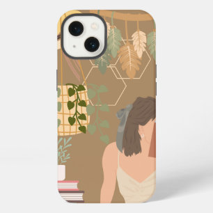 Brown Aesthetic Woman Reading Book iPhone 13 Case