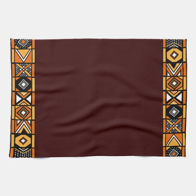 Brown African Art Kitchen Towel (Horizontal)
