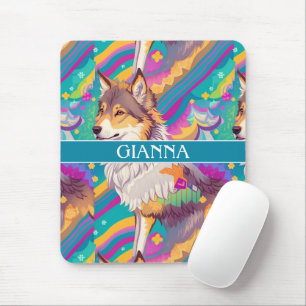 Brown Alaska Wolf Watercolor Colorful Personalized Mouse Pad