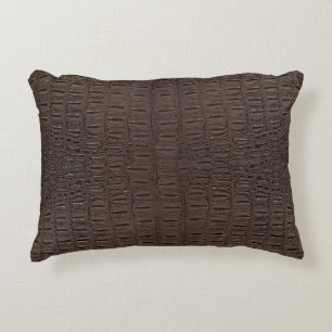 Brown Alligator Skin Print Accent Pillow