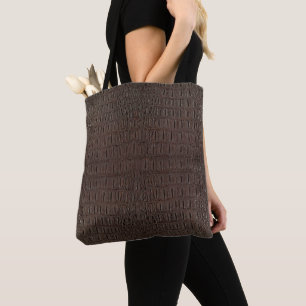 Brown Alligator Skin Print Tote Bag