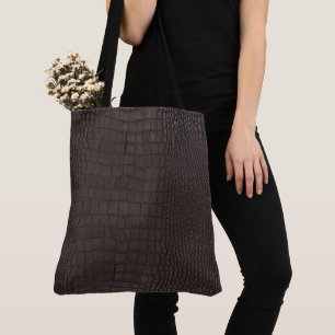 Brown Alligator Texture Print Tote Bag