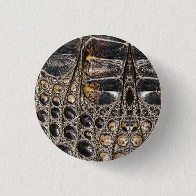 Brown American Alligator Skin Texture 1 Inch Round Button (Front)