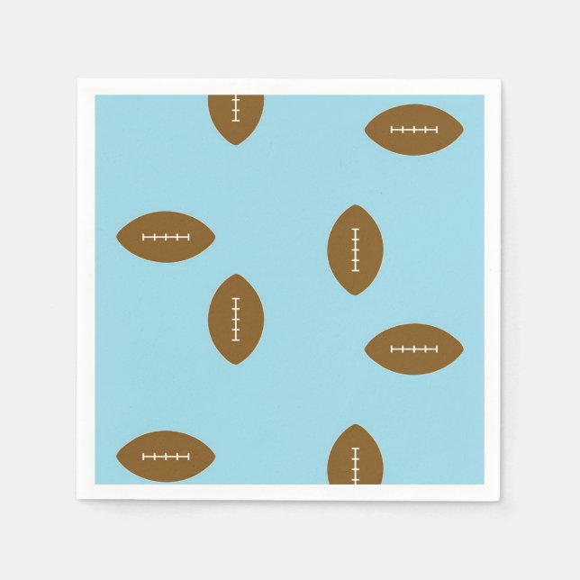 Brown American fooball balls on blue Napkin (Front)