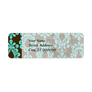 brown and aqua blue damask pattern