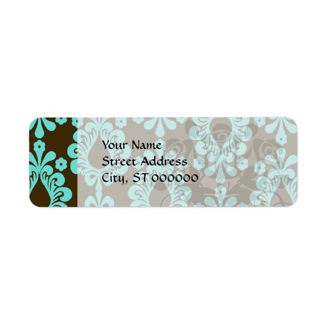 brown and aqua blue damask pattern (Front)