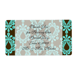 brown and aqua damask