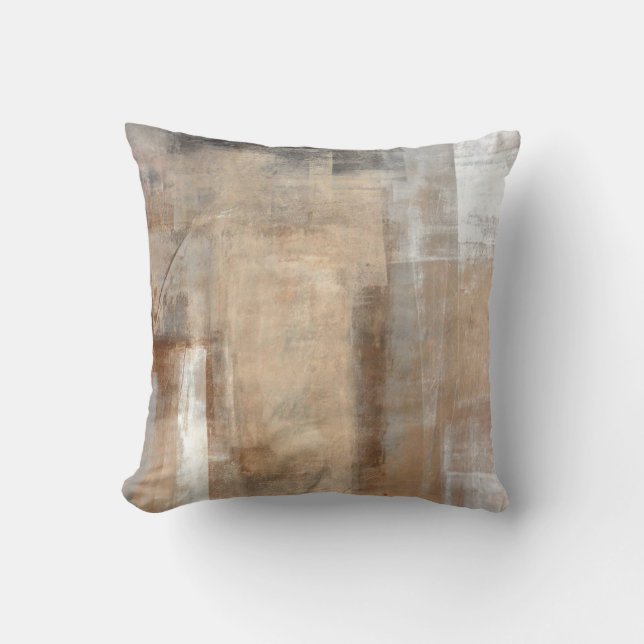 Brown and Beige Abstract Art Paintingabstract,pain Throw Pillow (Front)