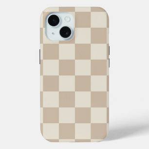 Brown and Beige Checkerboard iPhone 15 Case
