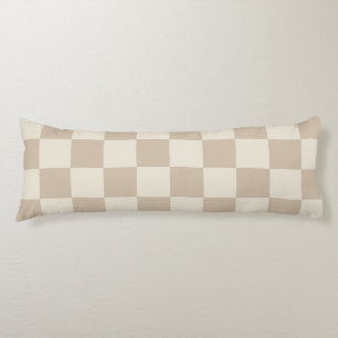 Brown and Beige Chequerboard Body Pillow
