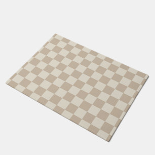 Brown and Beige Chequerboard Doormat