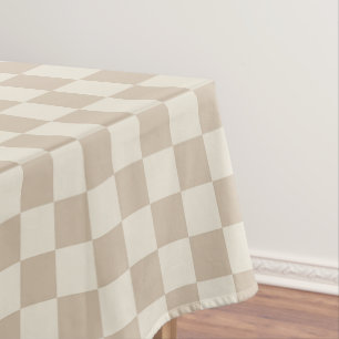 Brown and Beige Chequerboard Tablecloth