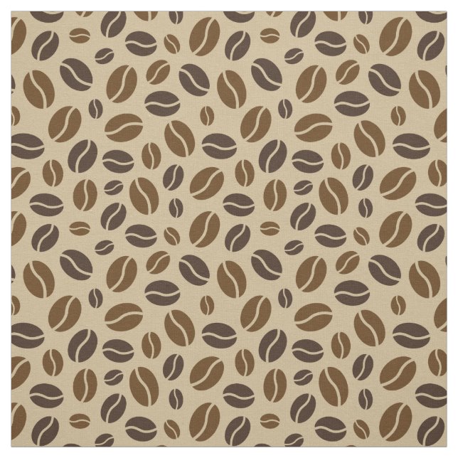 Brown and Beige Coffee Beans Pattern Fabric (Swatch)