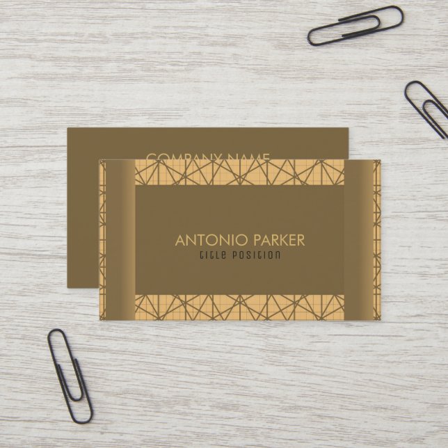 Brown And Beige Geometric Shapes Business Card (Front/Back In Situ)
