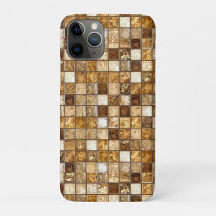 Brown and Beige Mosaic Tile Wall iPhone 11 Pro Case