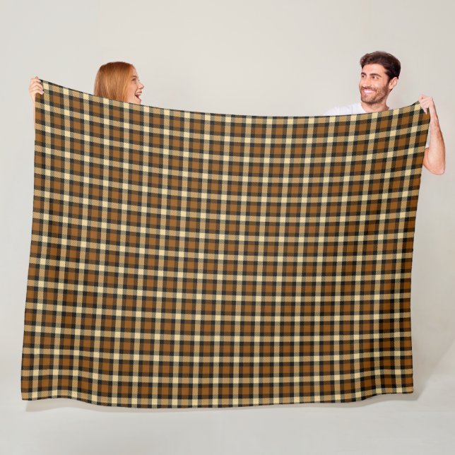 Brown And Beige Plaid Fleece Blanket (In Situ)