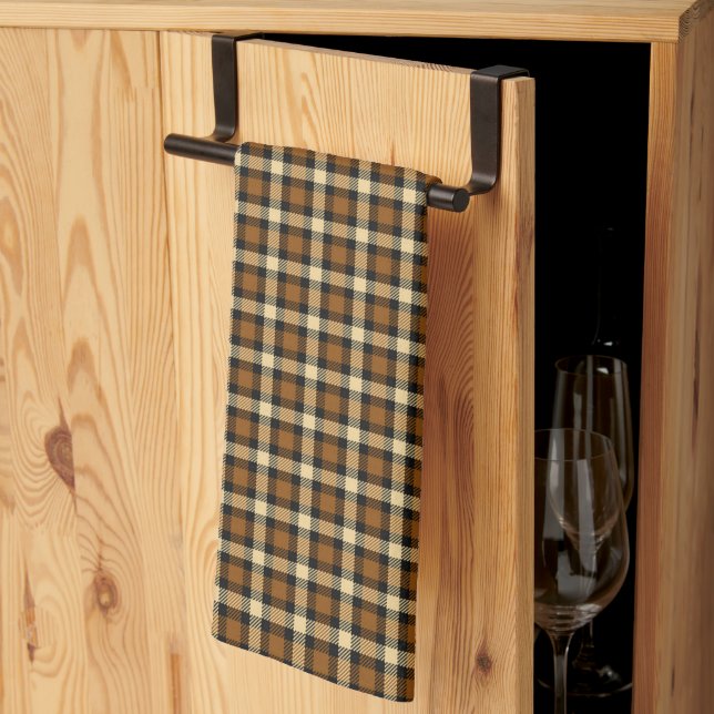 Brown And Beige Plaid Kitchen Towel (Thirds Fold)