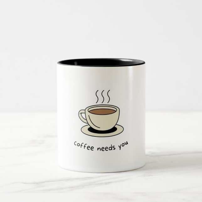 Brown and Beige Simple Coffee Mug (Center)