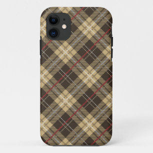 Brown and beige tartan plaid pattern iPhone 11 case
