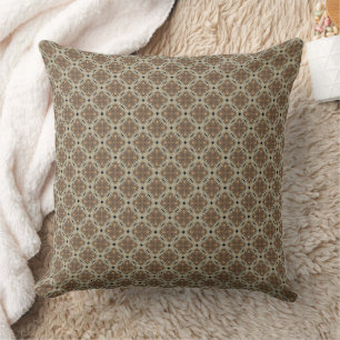 Brown And Beige Tones Geometric Repeating Pattern Throw Pillow