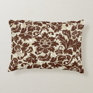 Brown And BeigeVintage Floral Damasks Accent Pillow
