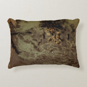 Brown and black abstract painting accent pillow