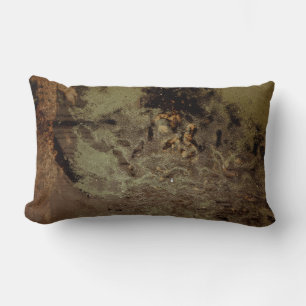 Brown and black abstract painting lumbar pillow