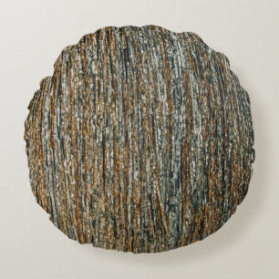 Brown and black abstract painting round pillow