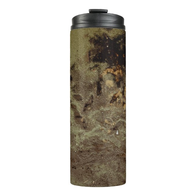 Brown and black abstract painting thermal tumbler (Front)