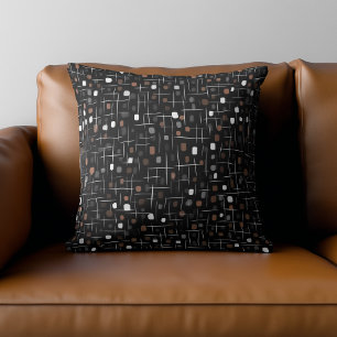 Brown and Black Abstract Pattern Throw Pillow