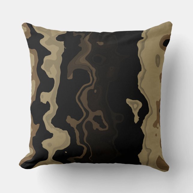 Brown and Black Abstract Throw Pillow (Front)