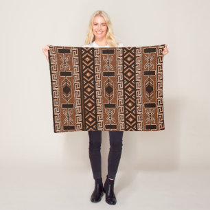 Brown And Black Aztec Pattern Fleece Blanket