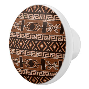 Brown And Black Aztec Pattern Southwestern Design Ceramic Knob